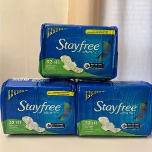3* Stayfree Ultra Thin Pads, Super Long with Wings, 32ct